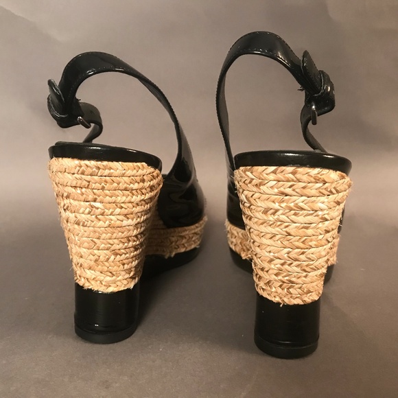 STUART WEITZMAN Patent Leather Wedge Sandals Sz 9 - Picture 4 of 8